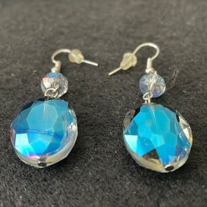 Blue faux crystal earrings